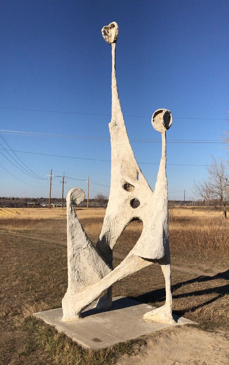 This discomfiting sculpture (which is hiding behind the Education Building at the University of Saskatchewan in an unmarked sculpture garden) is another thing I can’t stop thinking about.