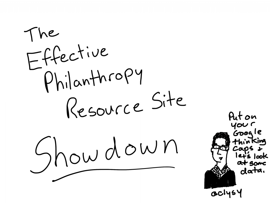 The effective philanthropy resource site showdown. Put on your google thinking caps and let's look at some data.