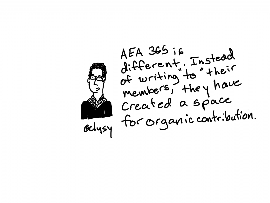 AEA 365 is different. Instead of writing "to" their members, they have created a space for organic contribution.