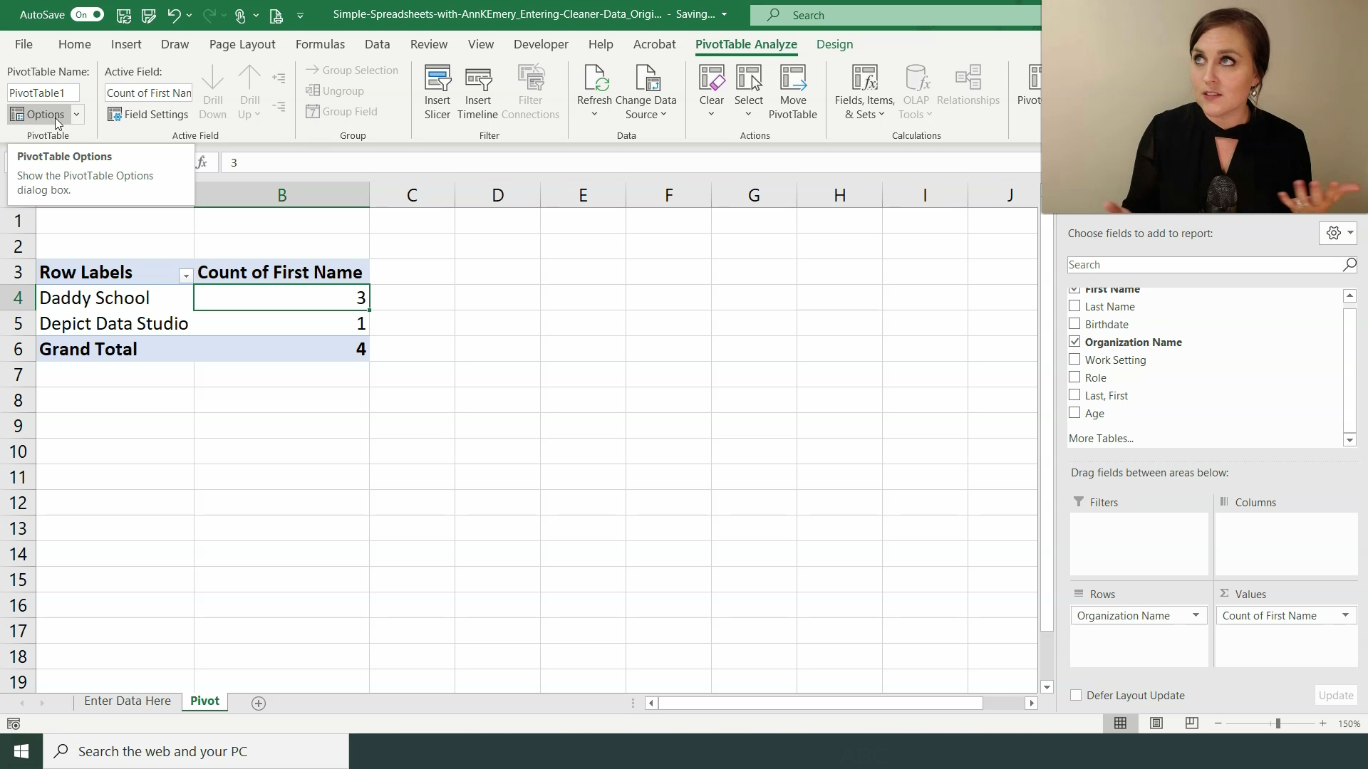 Step 7. Pre-Summarize the Data with Pivot Tables and/or Formulas