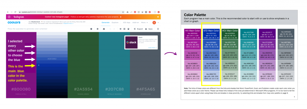 Step 2: Then use a system to select the additional tints and shades for your style guide. 