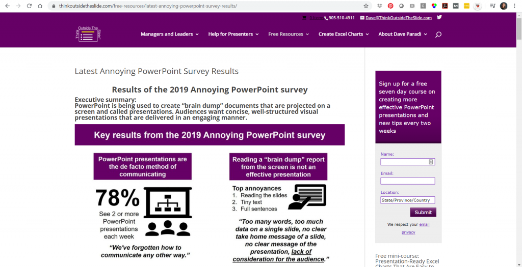 According to a 2019 Annoying PowerPoint Survey, 78% of people see 2 or more PowerPoint presentations each week. 