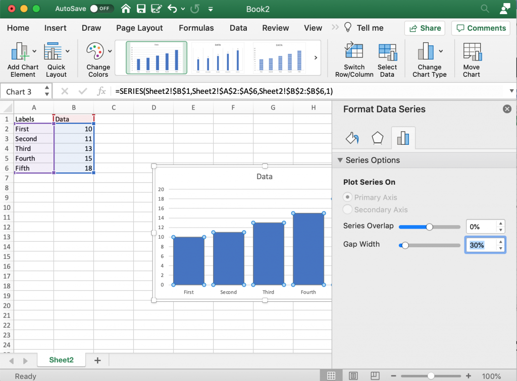 Making the Bars Bigger in Microsoft Excel