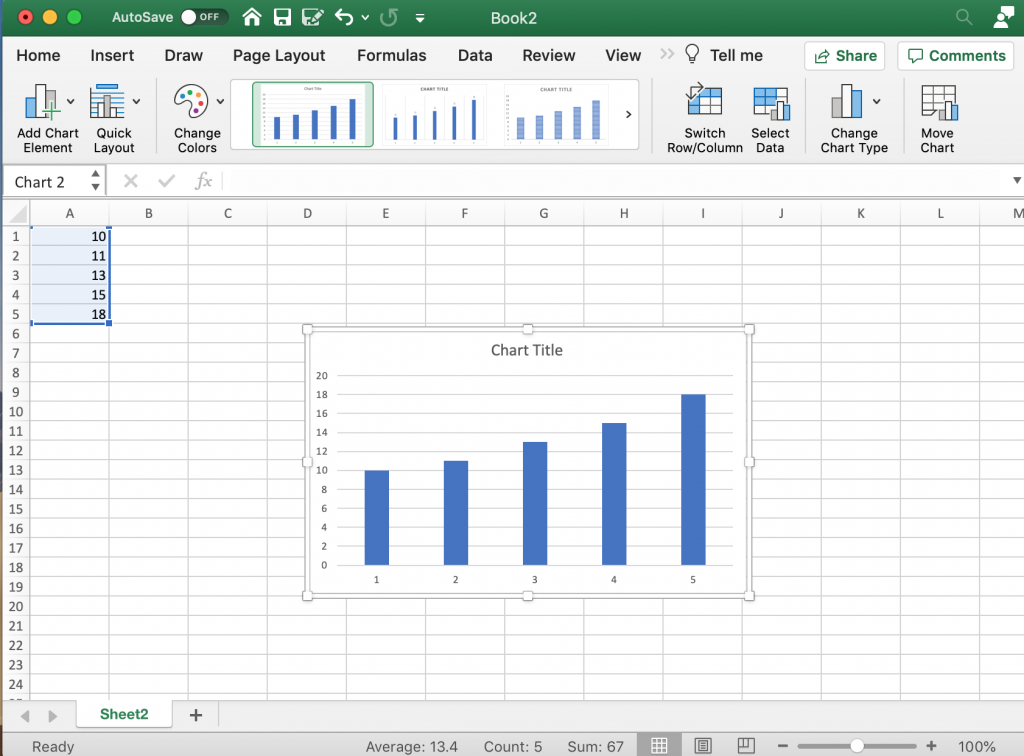 Creating a Bar Chart in Excel.