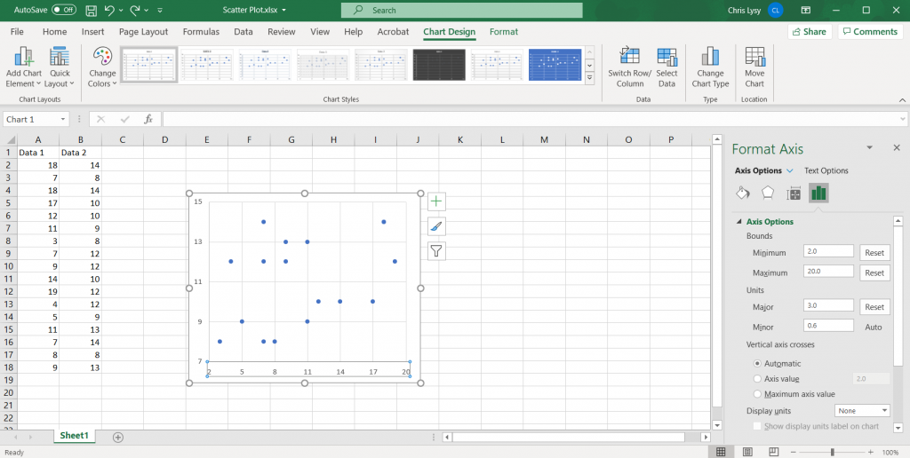 How to Create Scatter Plots in Excel - Setting Major Units Illustration