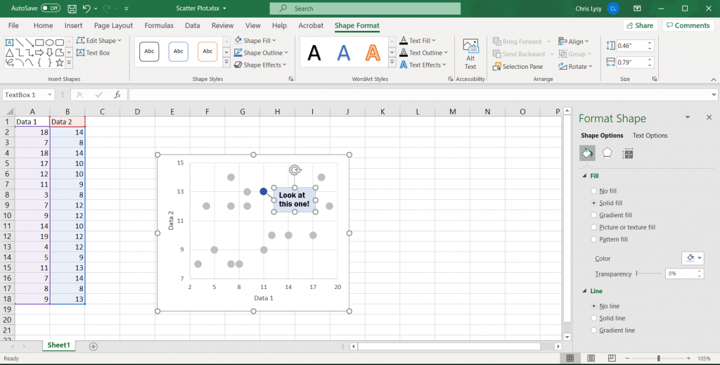 How to Create Scatter Plots in Excel - Adding Annotations Illustration