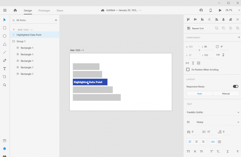 Adobe XD Bar Chart Illustration Adding Labels