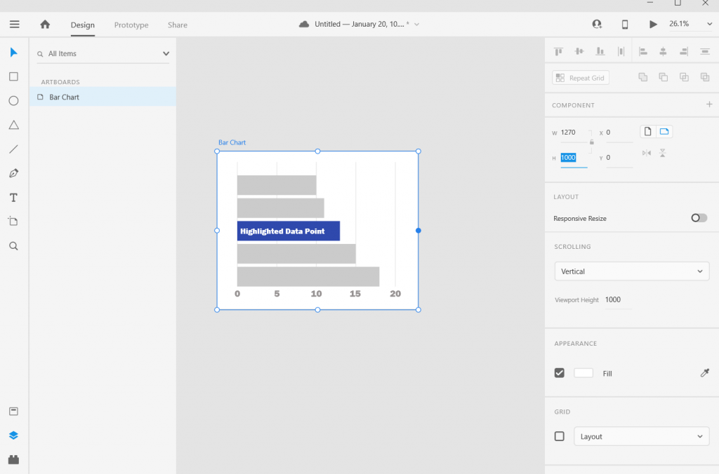 Adobe XD Bar Chart Illustration Adjusting the Art Board