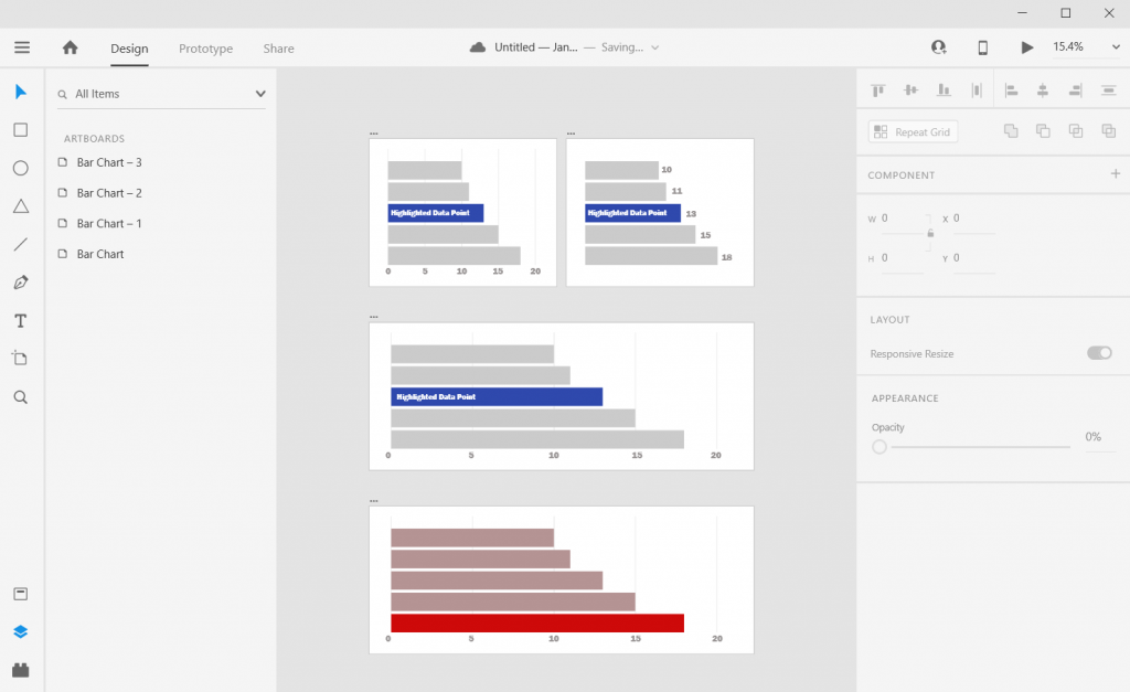 Adobe XD Bar Chart Illustration Alternate Shapes and Sizes