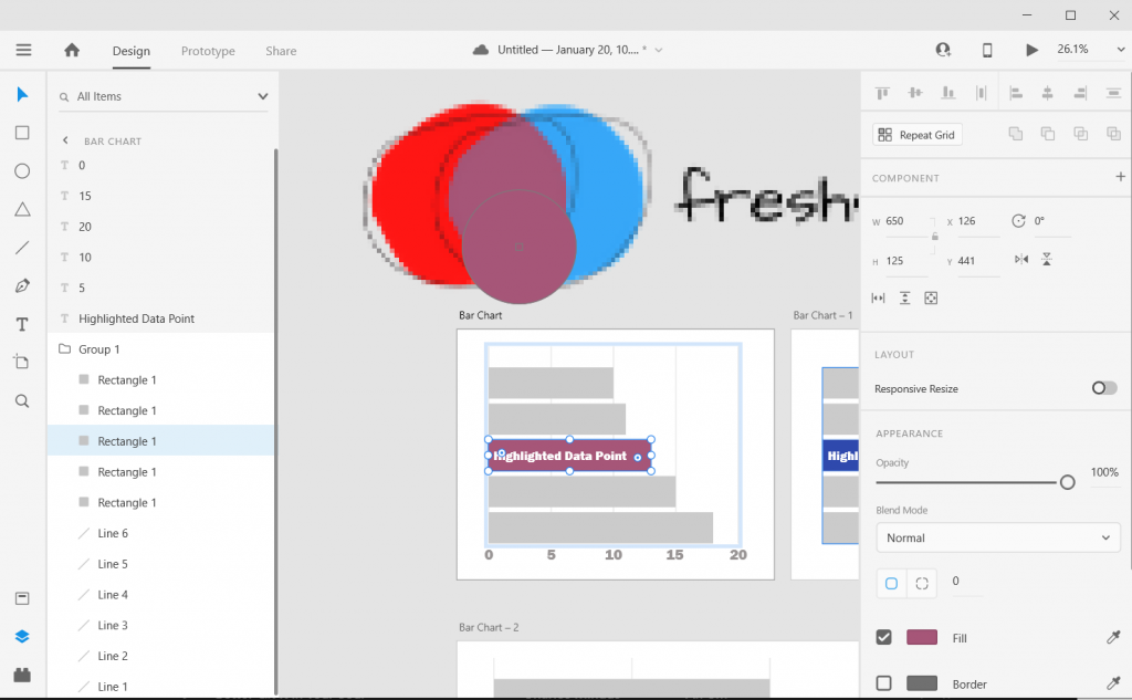 Adobe XD Bar Chart Illustration Matching Colors