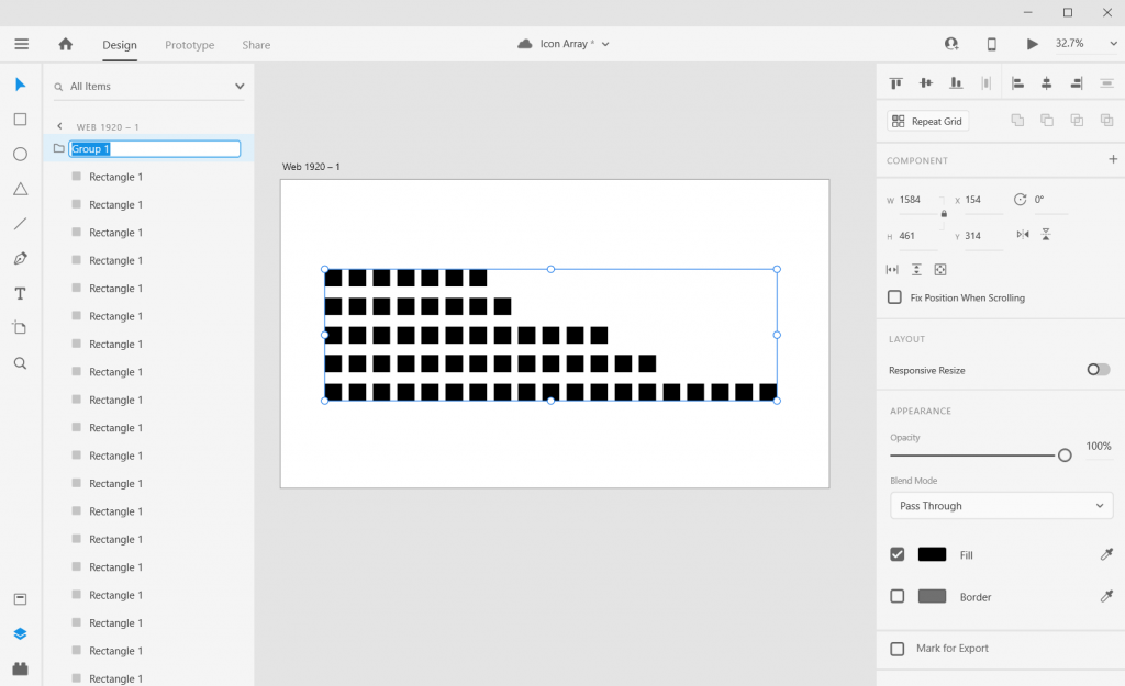 Adobe XD Icon Array Illustration Sketch and Skew