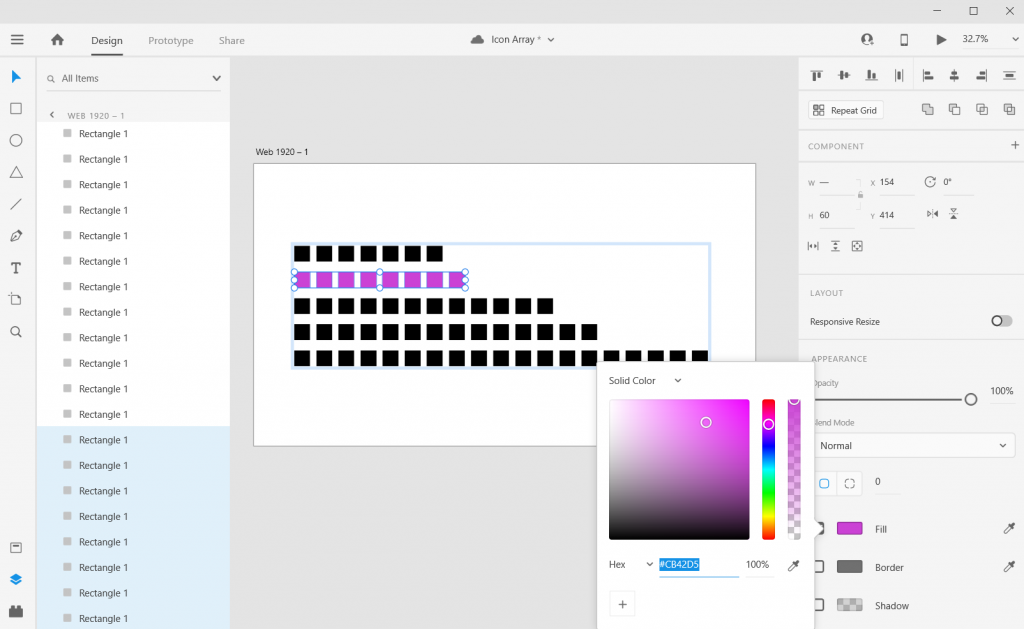 Adobe XD Icon Array Illustration adding Color 