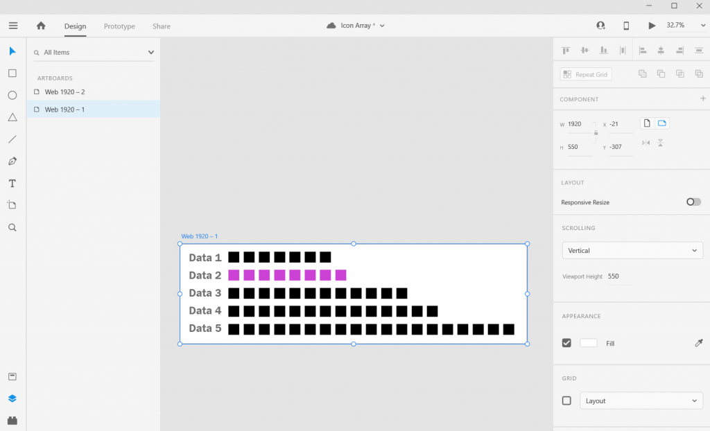 Adobe XD Icon Array Illustration  Adjusting the Art Board