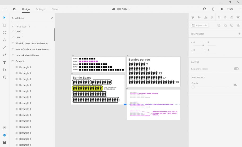 Adobe XD Icon Array Illustration Alternate Sizes and Shapes