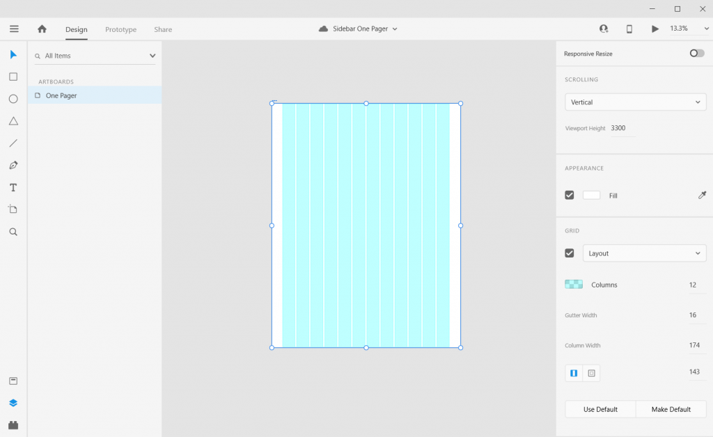 Sidebar Style One-Pager in Adobe XD Illustration Step 2