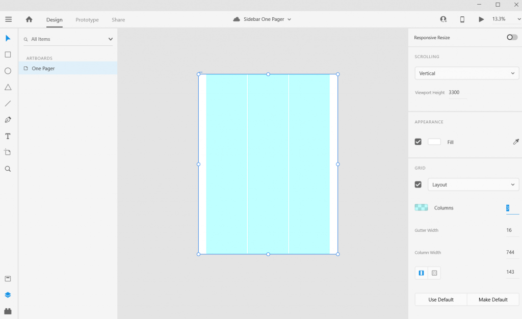 Sidebar Style One-Pager in Adobe XD Illustration Step 3