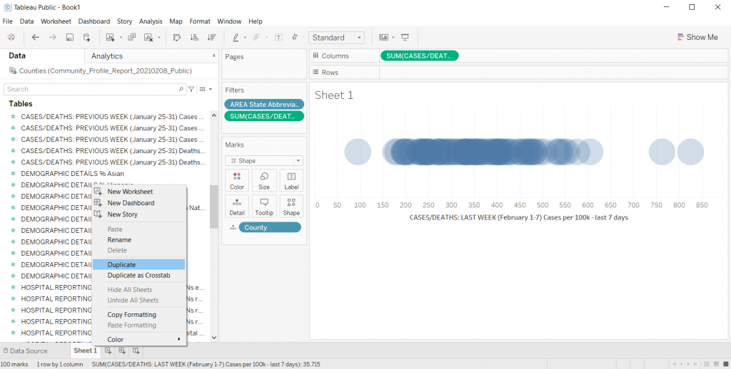 Duplicating sheets in Tableau