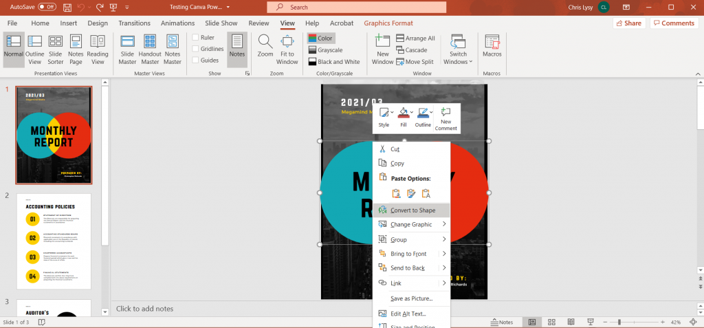 How to Create Power Point Report Templates in Canva Illustration - Converting to Shape in PowerPoint