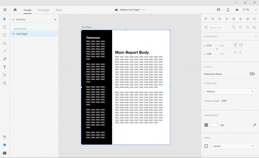 Sidebar Style One-Pager in Adobe XD Illustration Step 6