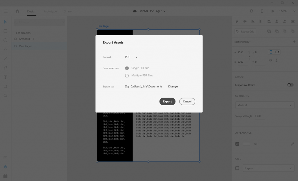 Sidebar Style One-Pager in Adobe XD Illustration Step 7