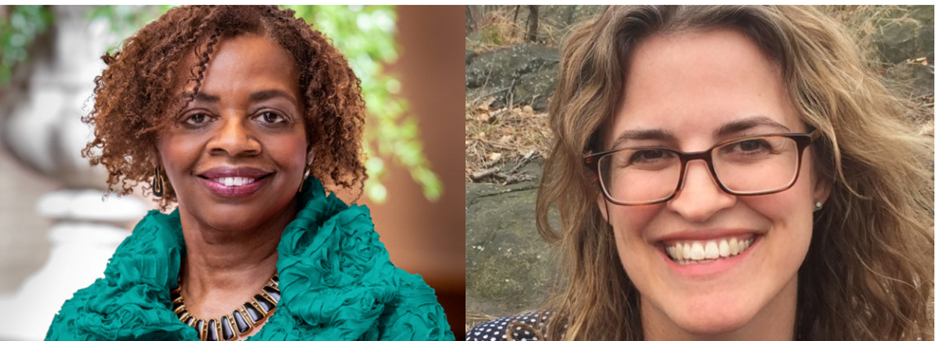 Two headshots side by side. On the left is a black woman (Renée), on the right, a white woman (Stephanie).
