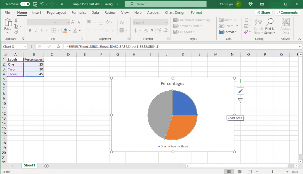 How to make a pie chart in Excel Example Screenshot, Labeling your graph 