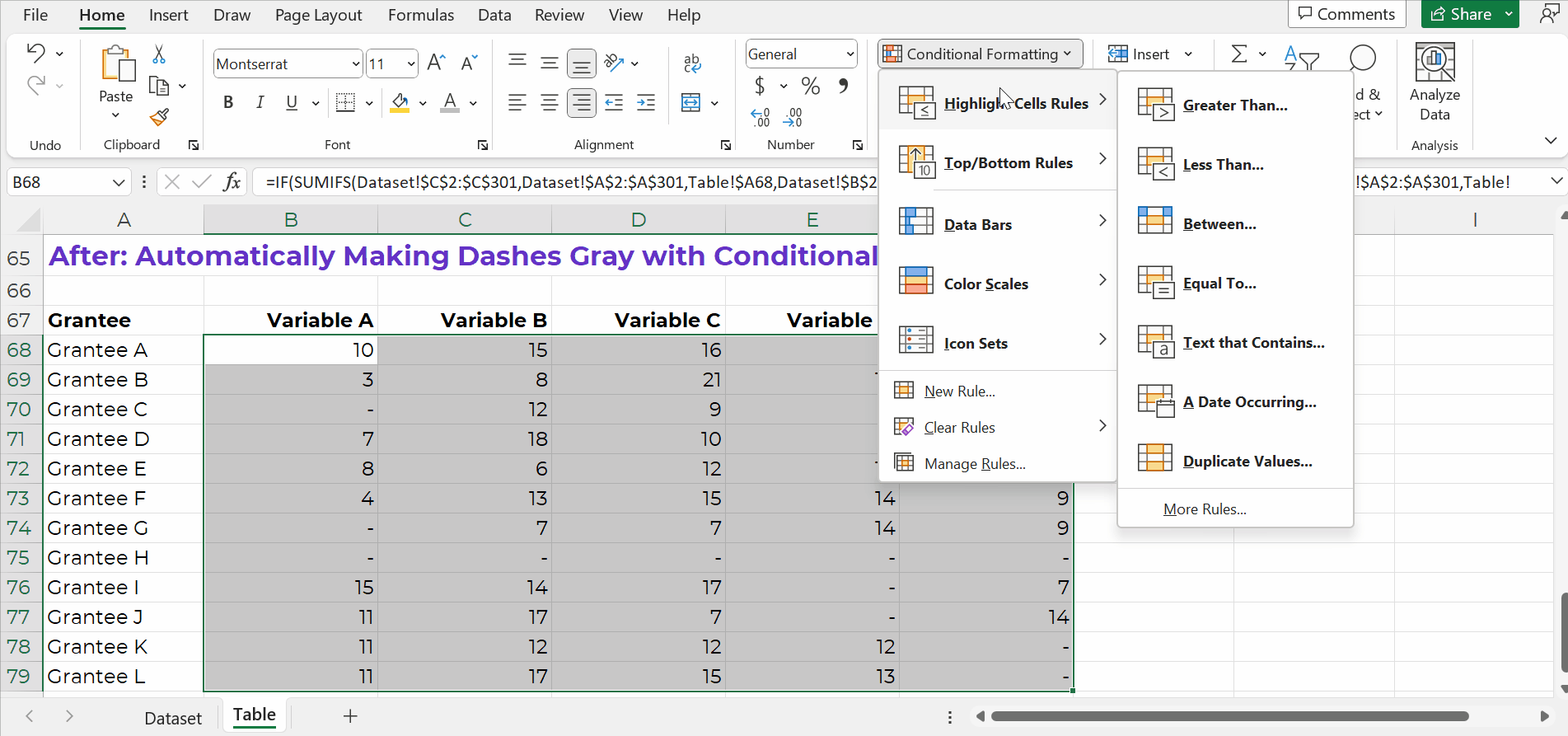 A GIF showing how to apply Conditional Formatting in Excel.