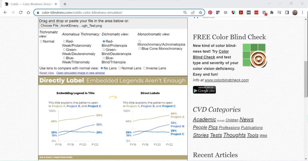 Ann K. Emery shows how to test your draft to see if it's colorblind-friendly.