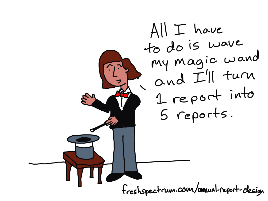 All I have to do is wave my magic wand and I'll turn 1 report into 5 reports.