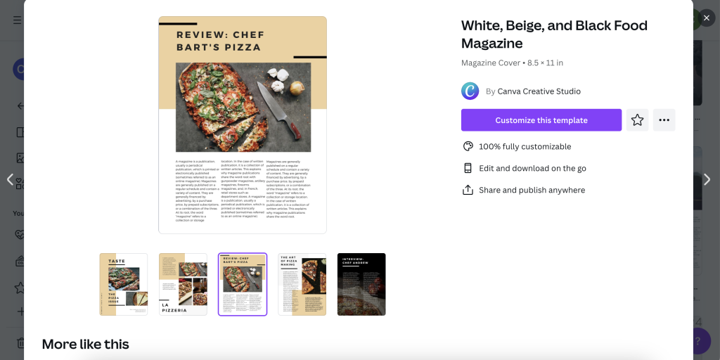 Screenshot of Canva Magazine spread.